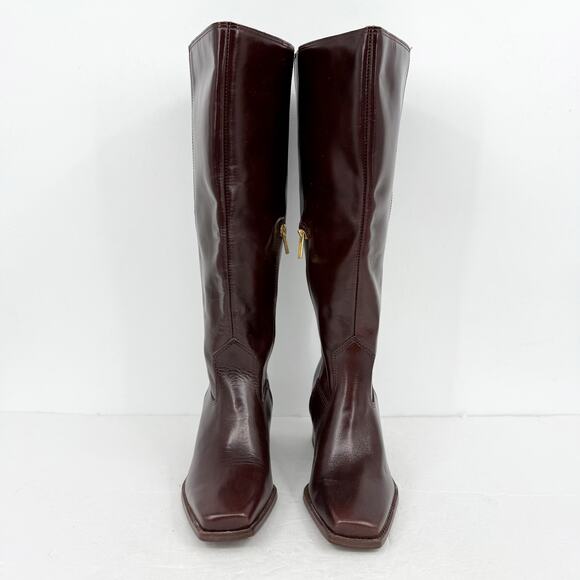 Vince Camuto Womens Sangeti Knee High Boots 7.5 Wide XW Calf Maroon Leather NWOB - Picture 7 of 12